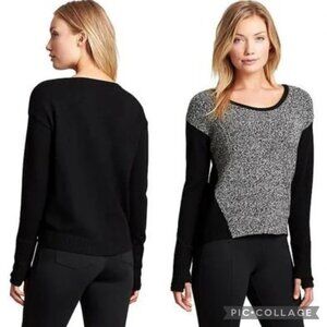 Athleta Brindle Wool Blend Scoop Neck Sweater in Black & Gray- Size XS